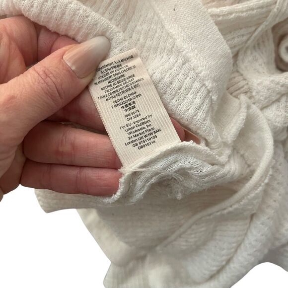 We the Free Womens XS Must Have Thermal Henley Top Ivory Long Sleeve Tee Raw Hem - Picture 4 of 8